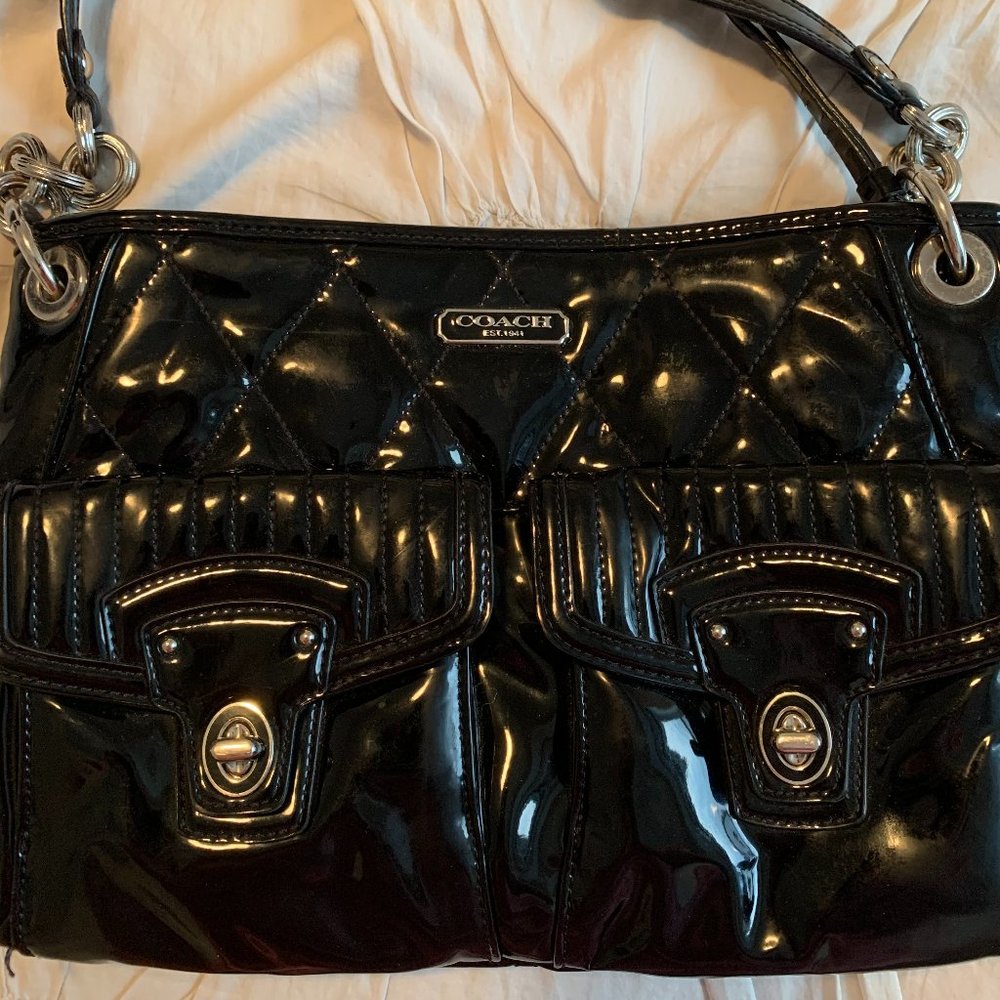 Black Coach Purse with Detachable Long Strap